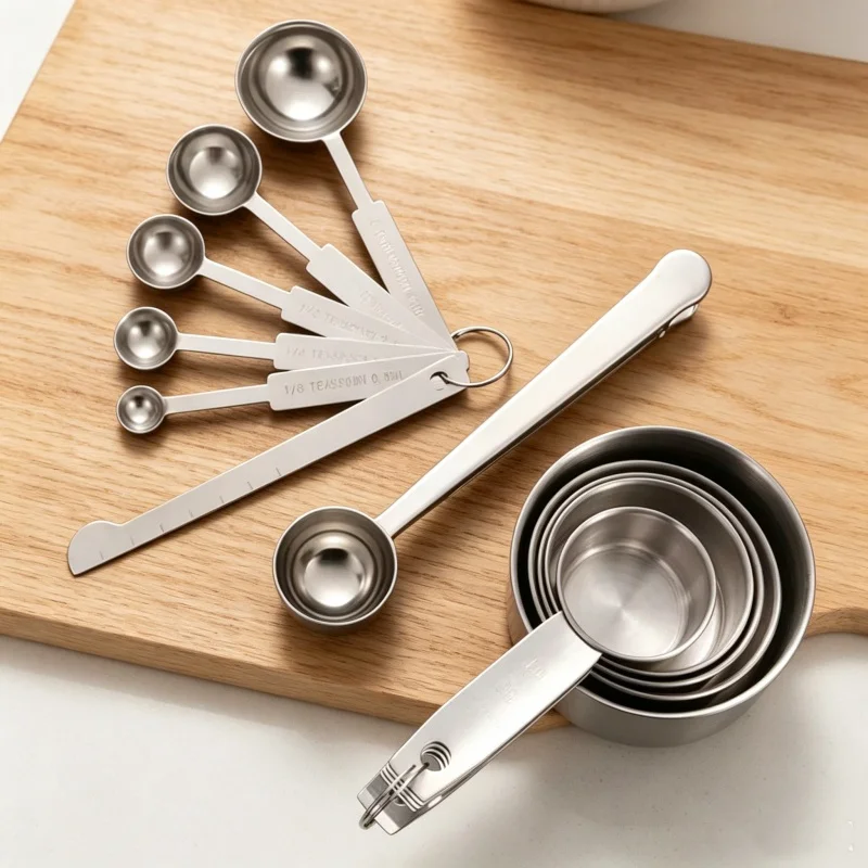 Baking Powder Kitchen - Stackable Stainless Steel Measuring Spoons Set