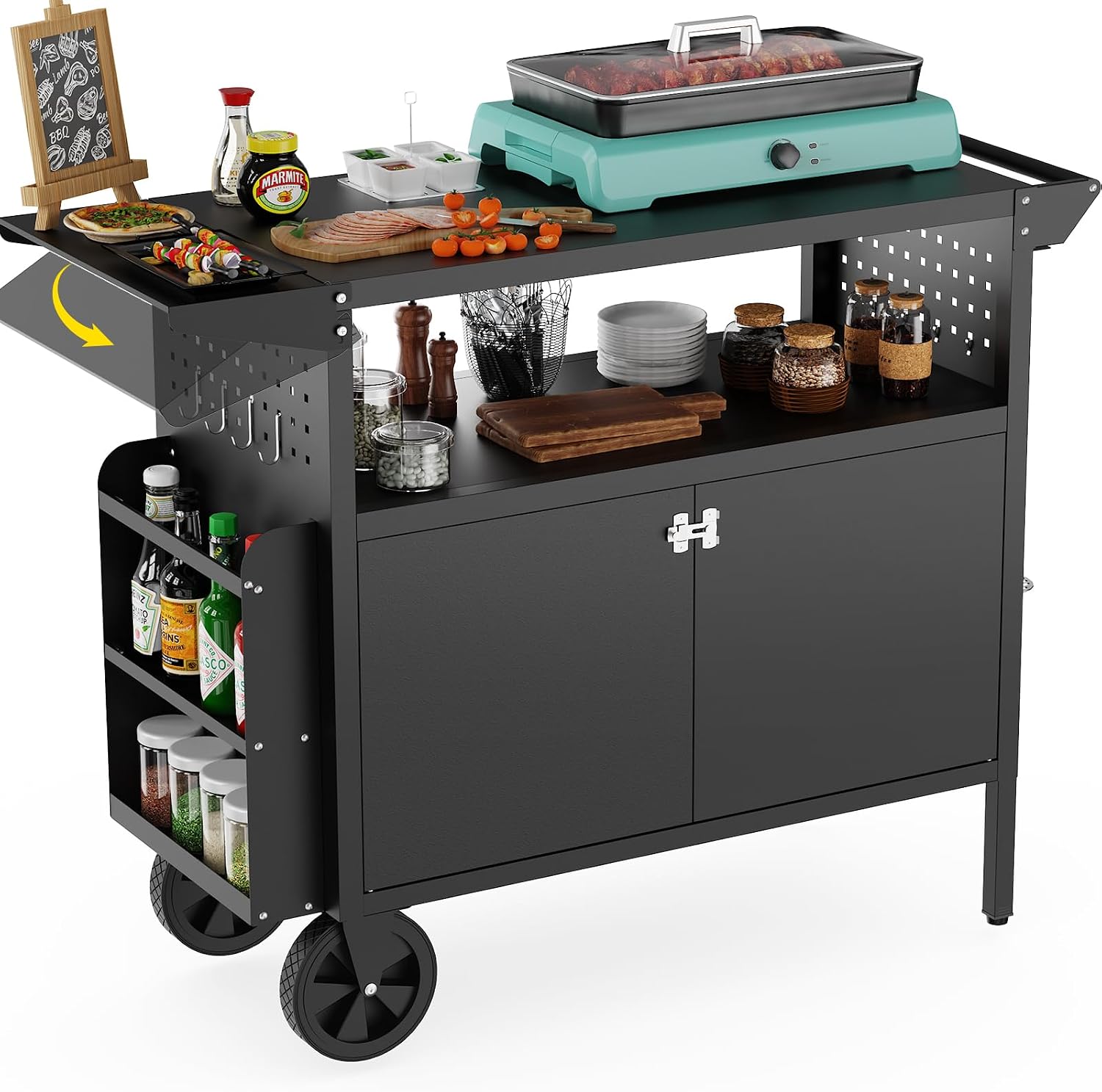 Outdoor Grill Cart Table With  - Kitchen Queen review and price