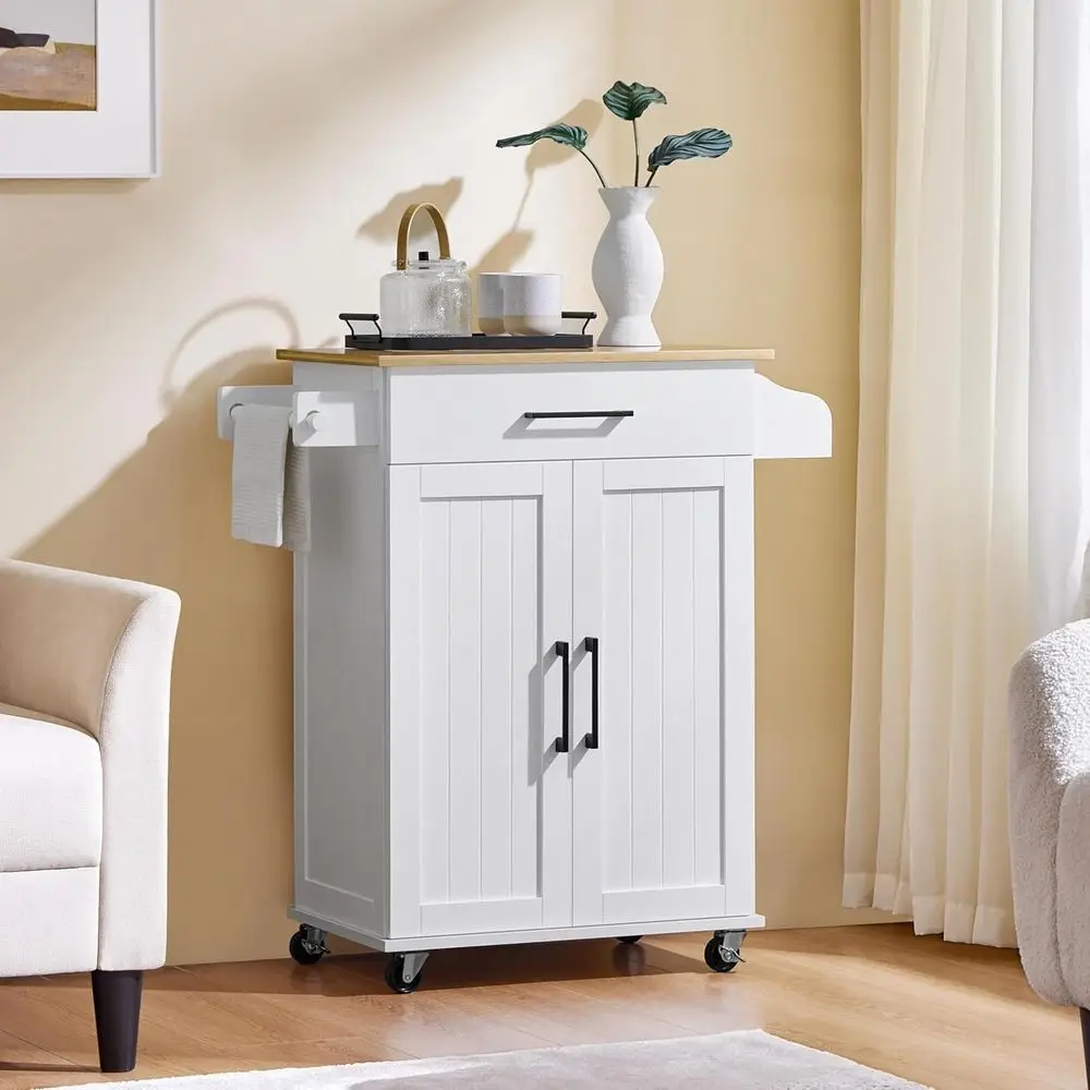White Rolling Kitchen Cart wit - Kitchen Queen review and price