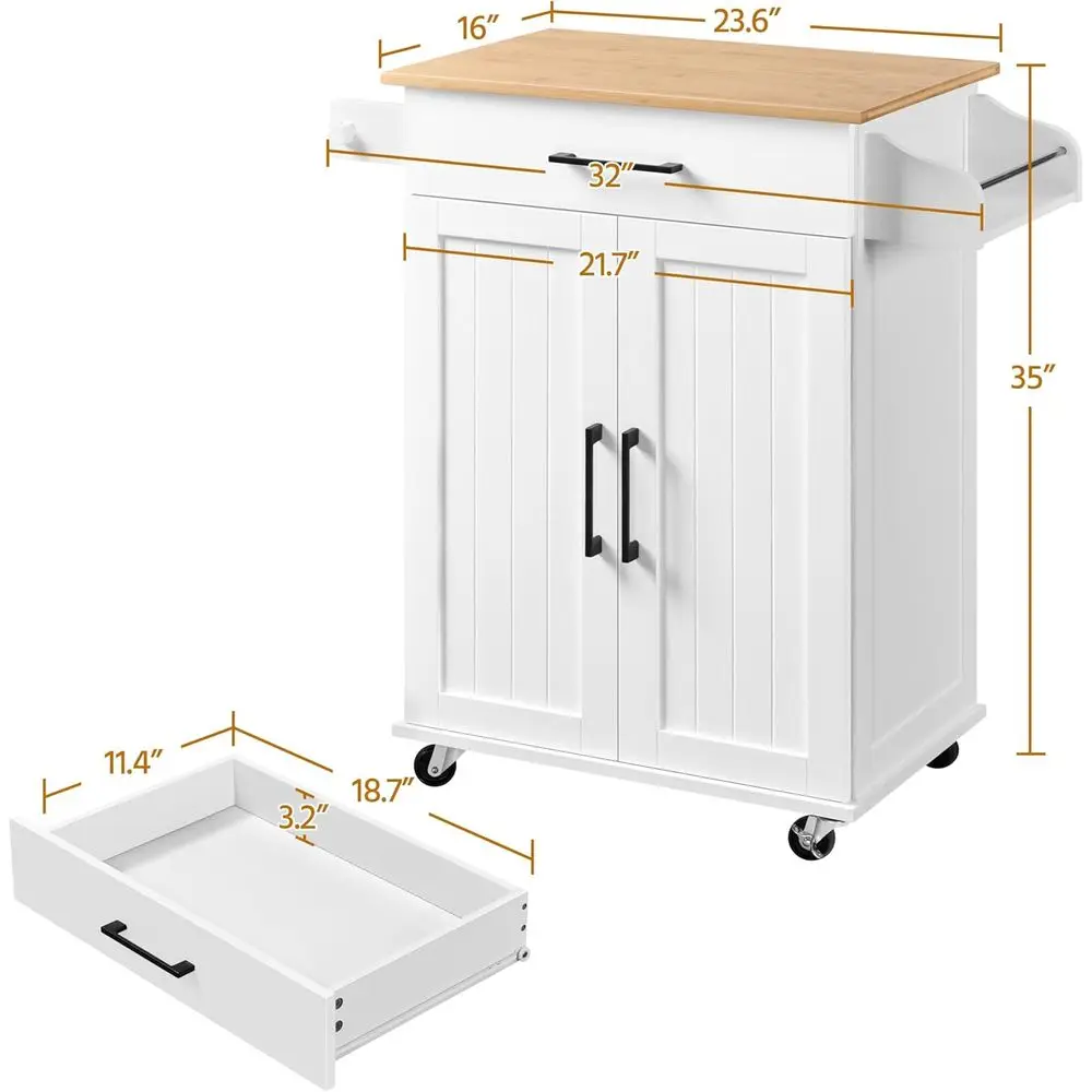 White Rolling Kitchen Cart wit - Kitchen Queen review and price