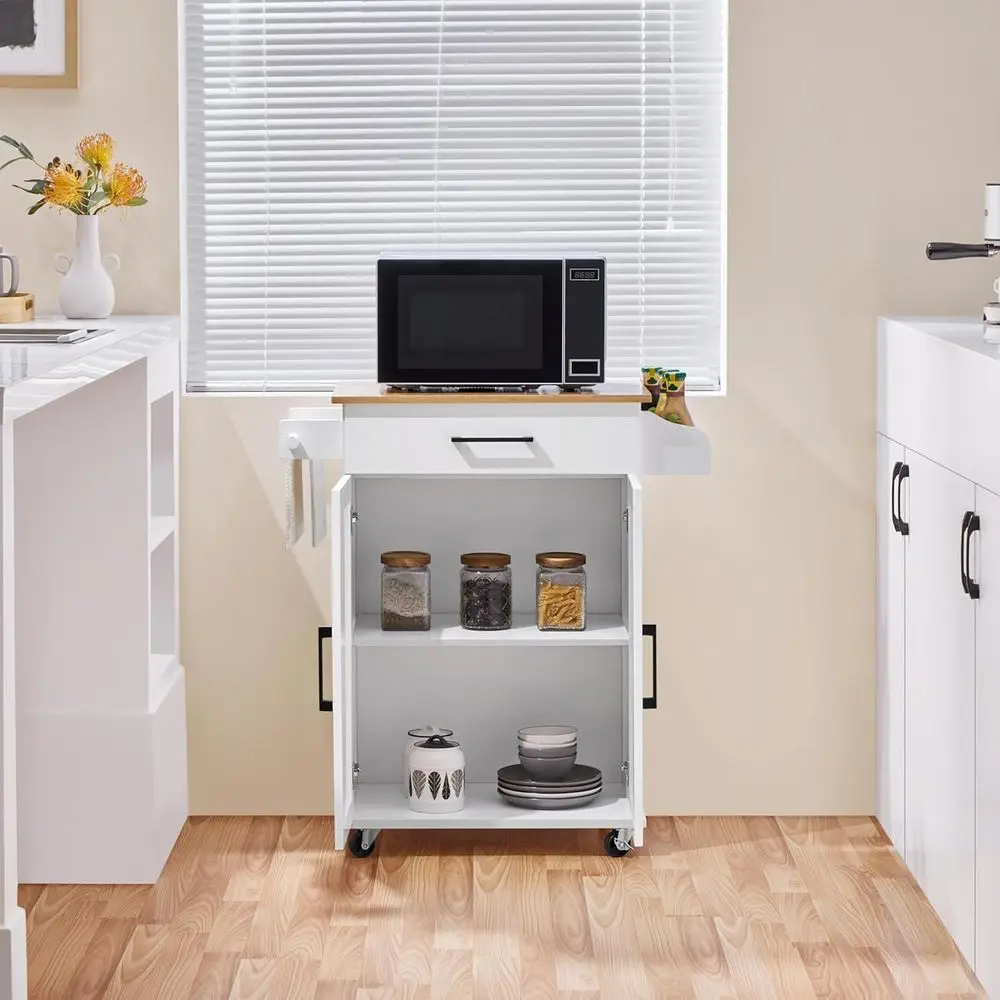 White Rolling Kitchen Cart wit - Kitchen Queen review and price