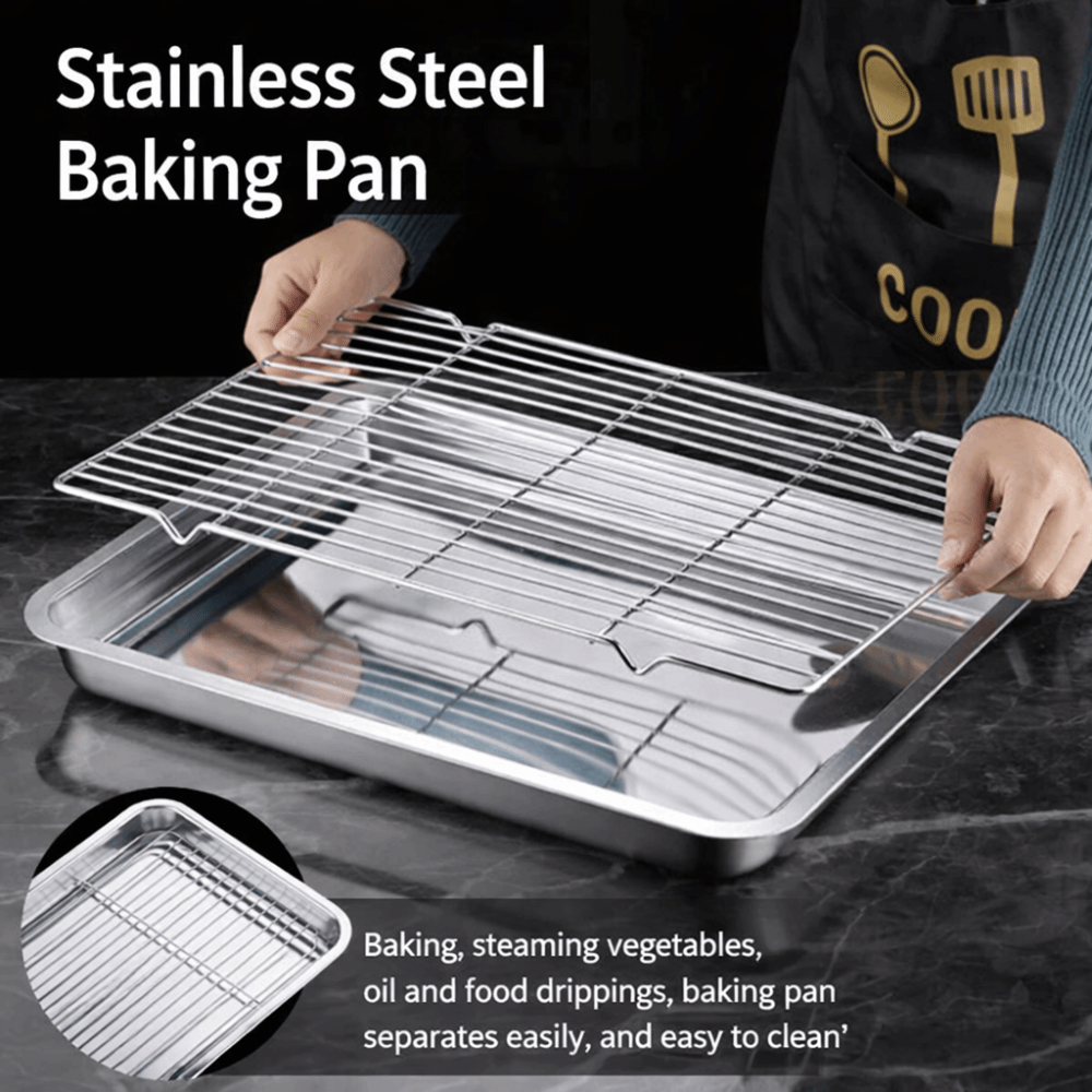 Portable Non-Stick Stainless S - Kitchen Baking Tray Rack review and price